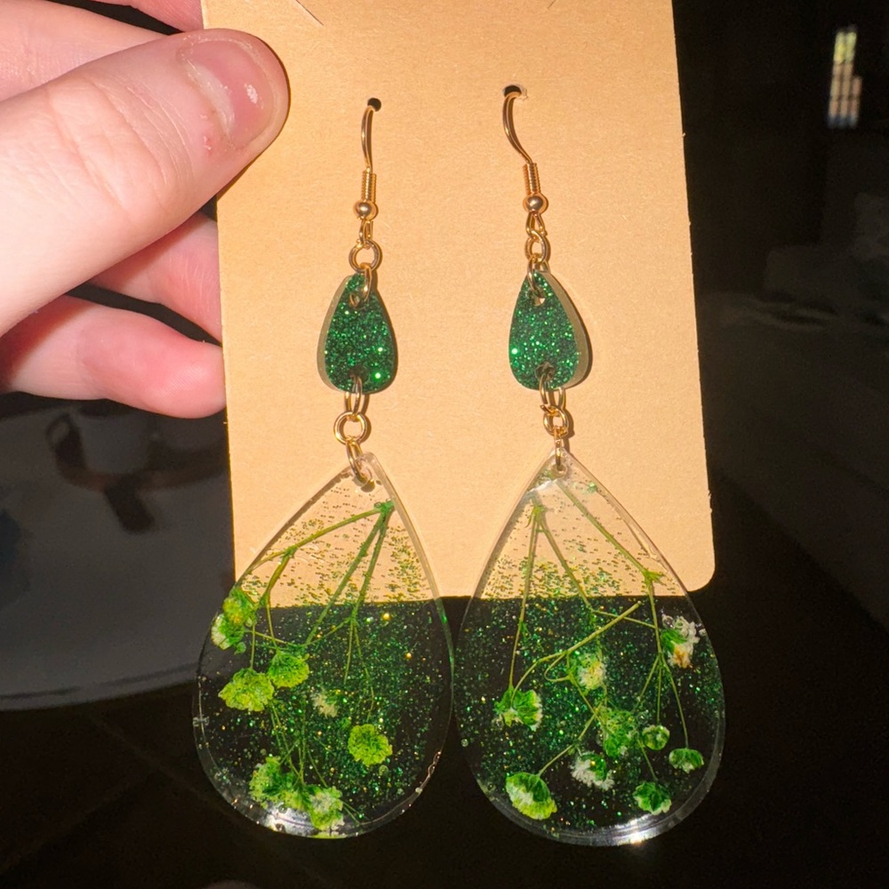Handmade floral resin earrings